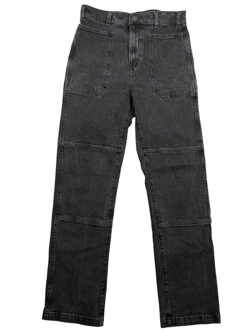 Madewell 90s Straight patch pocket Cargo Jeans washed Black Denim Size 27 - Picture 3 of 11